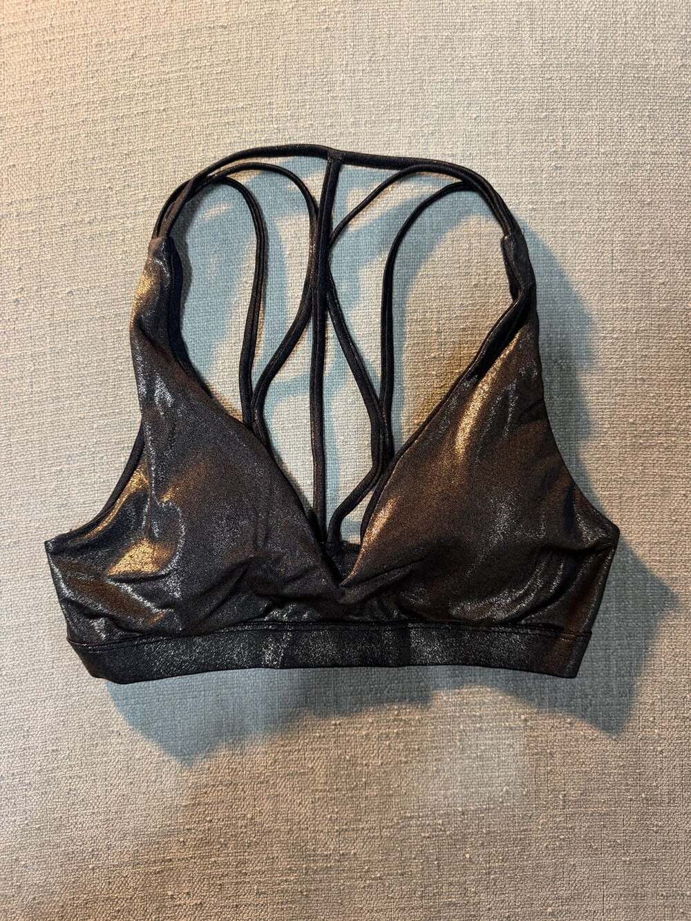 Victoria's Secret PINK Ultimate Lightly Lined Metallic Sparkle Strappy Sports Br
